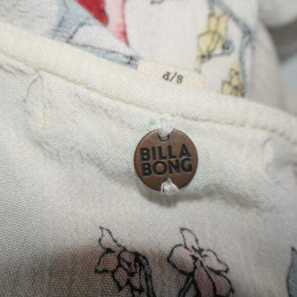 Billabong Blouse Womens Small Floral Long Sleeve Beachy Boho Peasant Gauzy - Picture 10 of 13